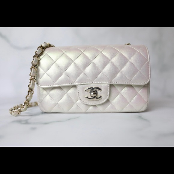 Chanel Ivory Iridescent Rectangular Mini Classic - Picture 2 of 7
